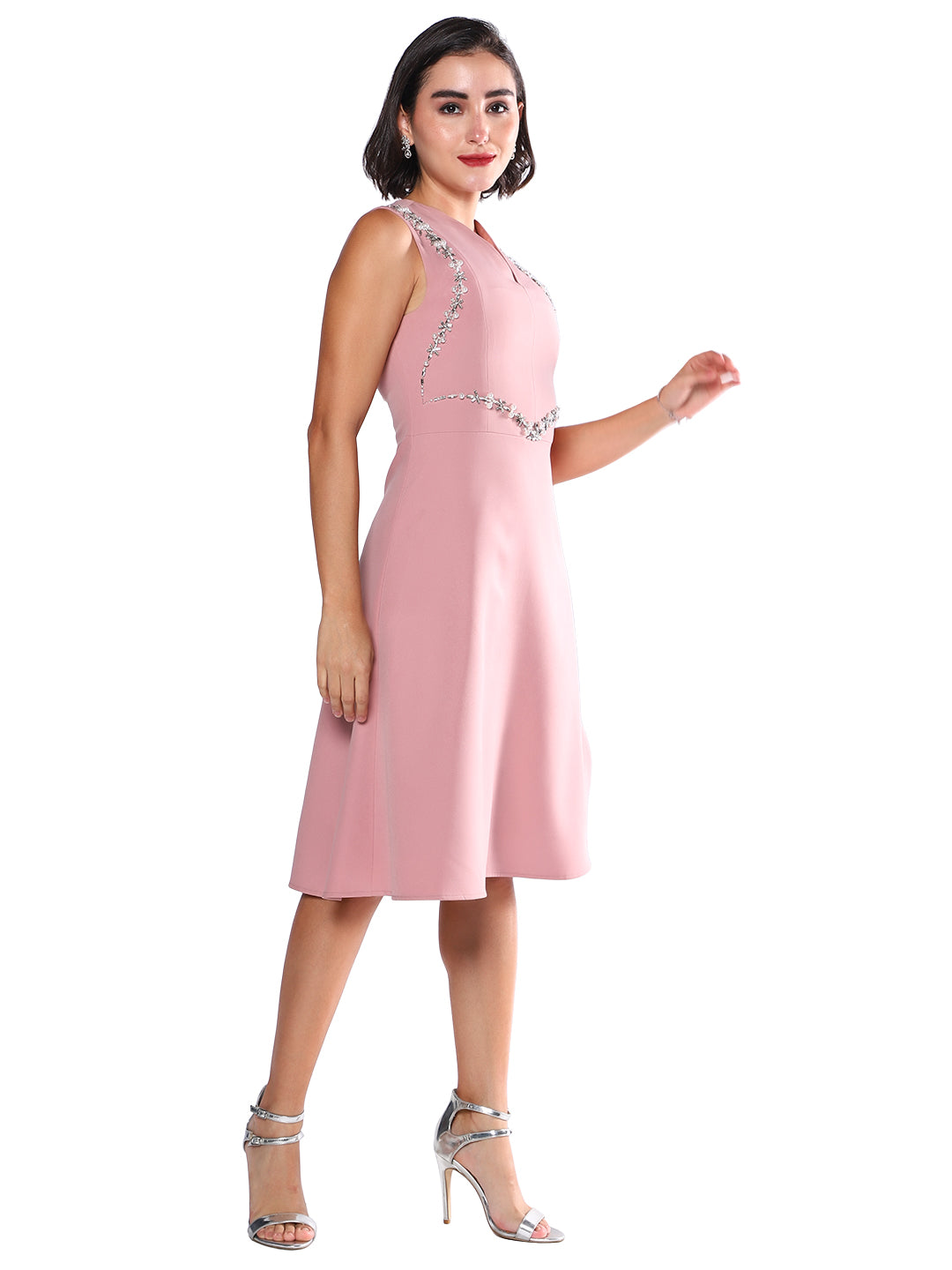 Exude Blush Grace Embellished A-Line Dress Dresses
