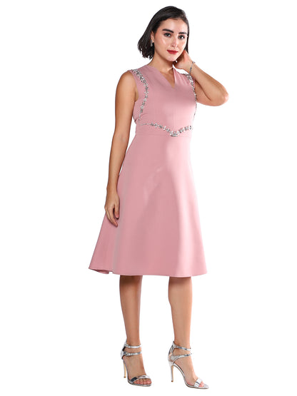 Exude Blush Grace Embellished A-Line Dress Dresses
