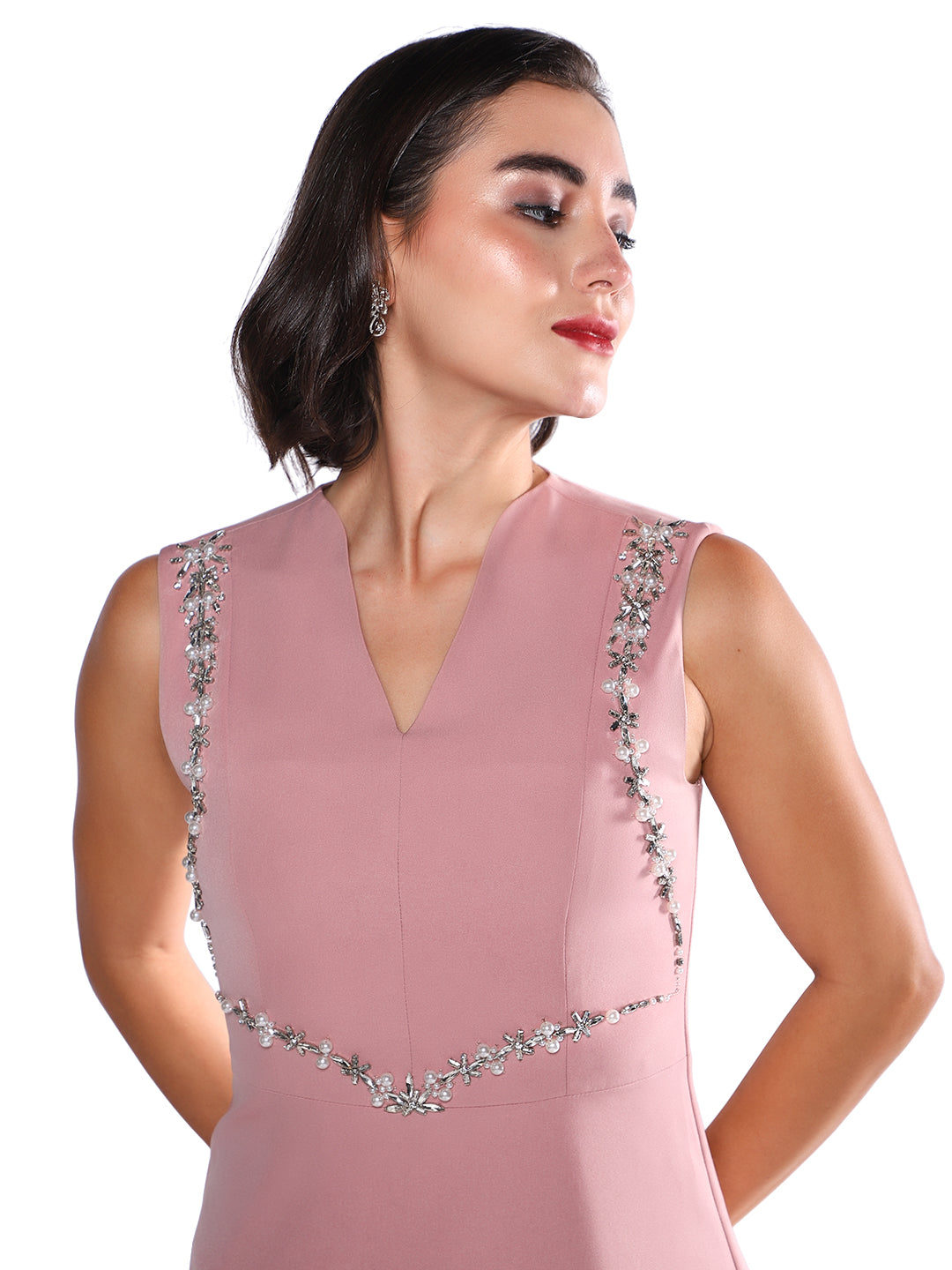 Exude Blush Grace Embellished A-Line Dress Dresses