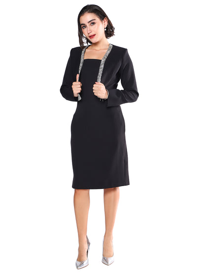 Exude Aria Black Embellished Cropped Blazer