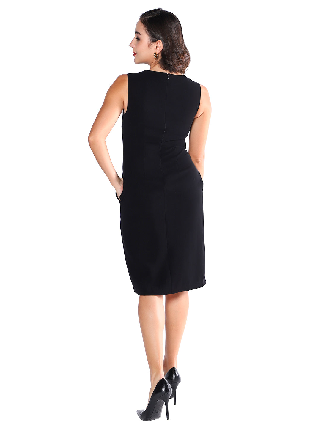Exude Timeless Charm Black Sheath Dress