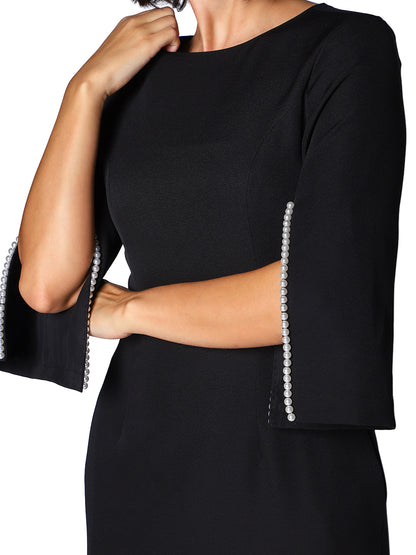 Exude Midnight Grace Pearl Sleeve Midi Dress