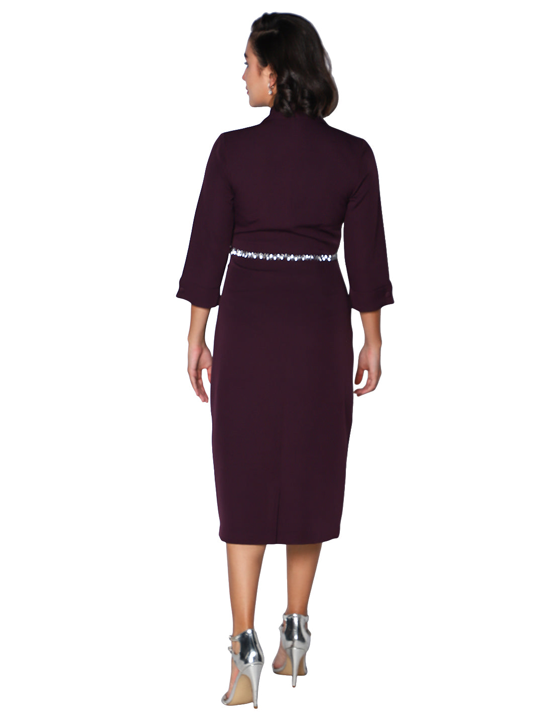 Exude Plum Luxe Wrap Midi Dress Dresses
