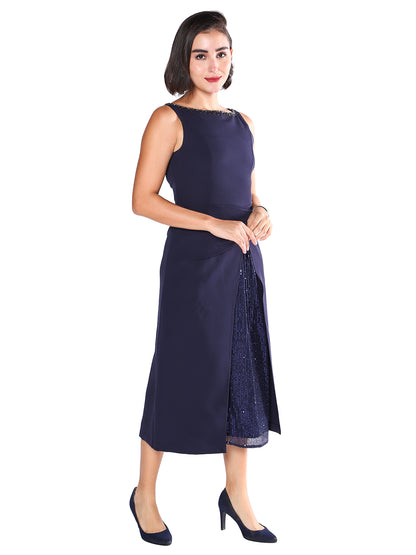 Exude Midnight Allure Sequin Slit Dress