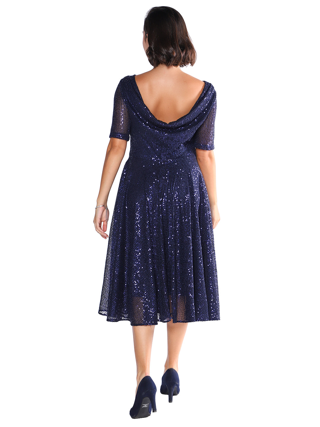 Exude Midnight Spark Sequin Mesh Dress