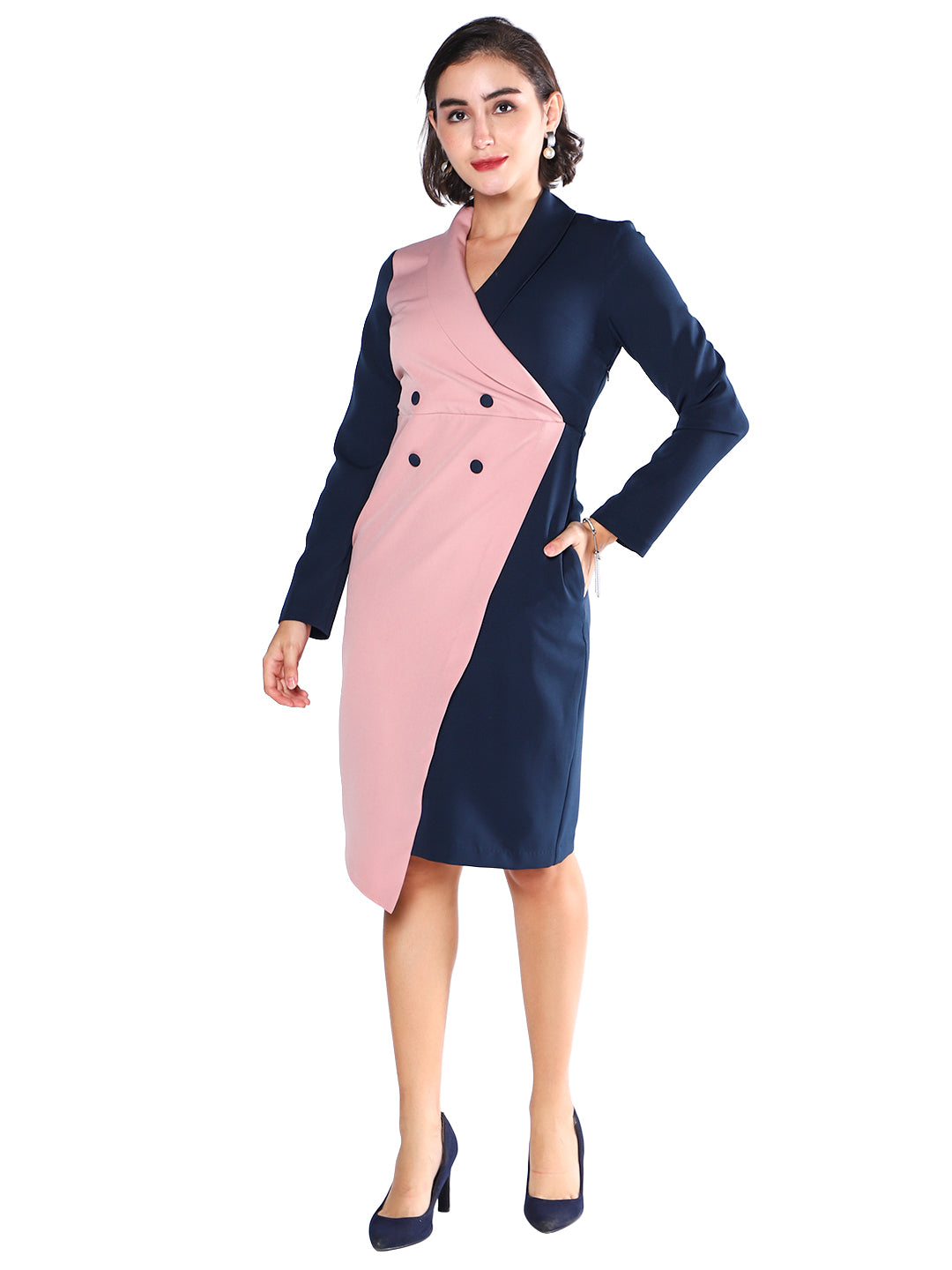 Exude Blush Noir Dual-Tone Blazer Dress Dresses