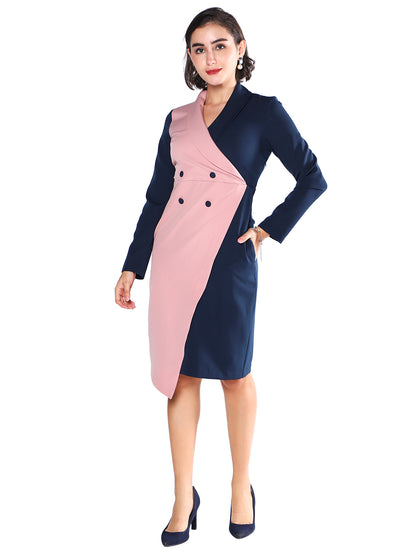 Exude Blush Noir Dual-Tone Blazer Dress Dresses