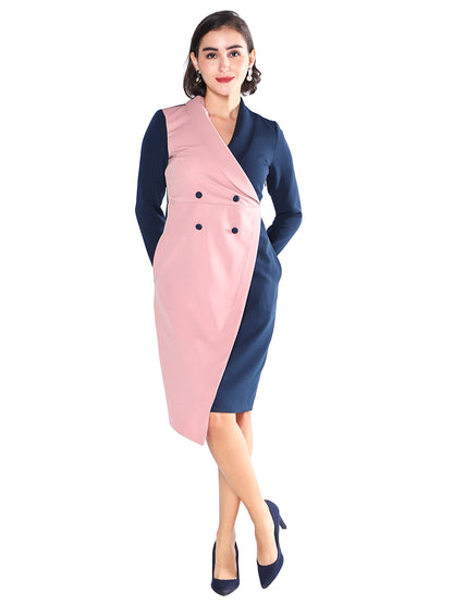 Exude Blush Noir Dual-Tone Blazer Dress Dresses