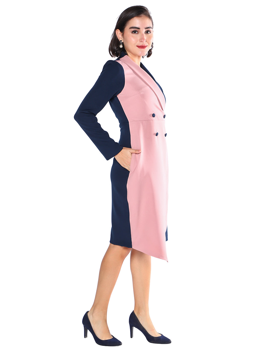 Exude Blush Noir Dual-Tone Blazer Dress Dresses