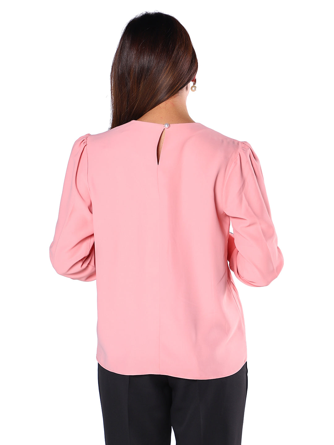 Exude Blush Pearl Accent Blouse Shirts