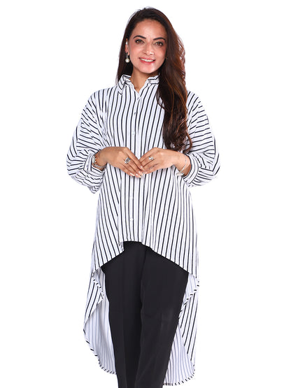 Exude Harper High-Low Stripe Shirt 