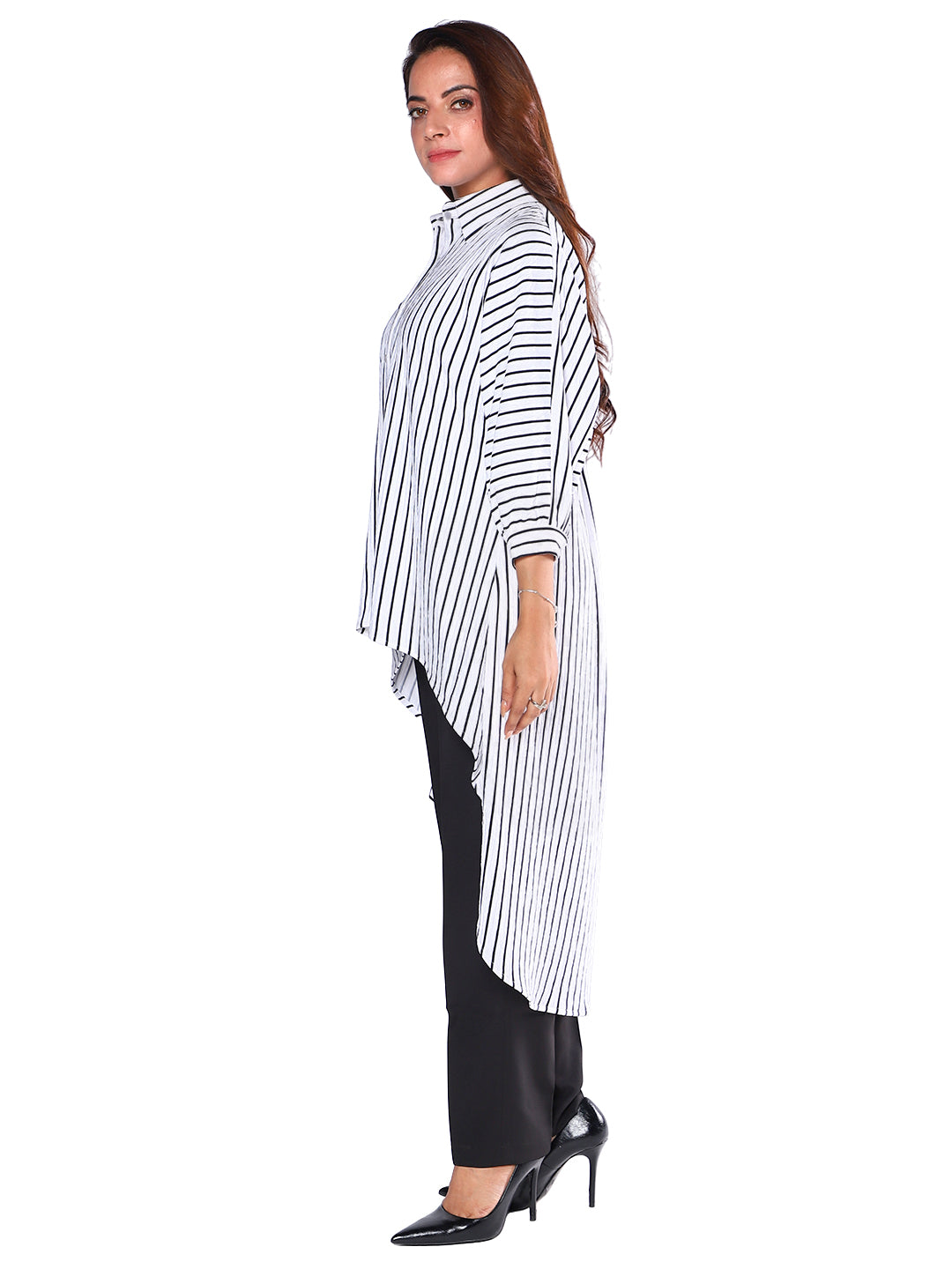 Exude Harper High-Low Stripe Shirt 