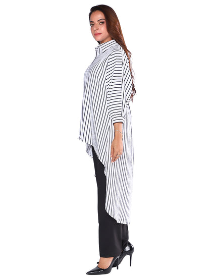 Exude Harper High-Low Stripe Shirt 