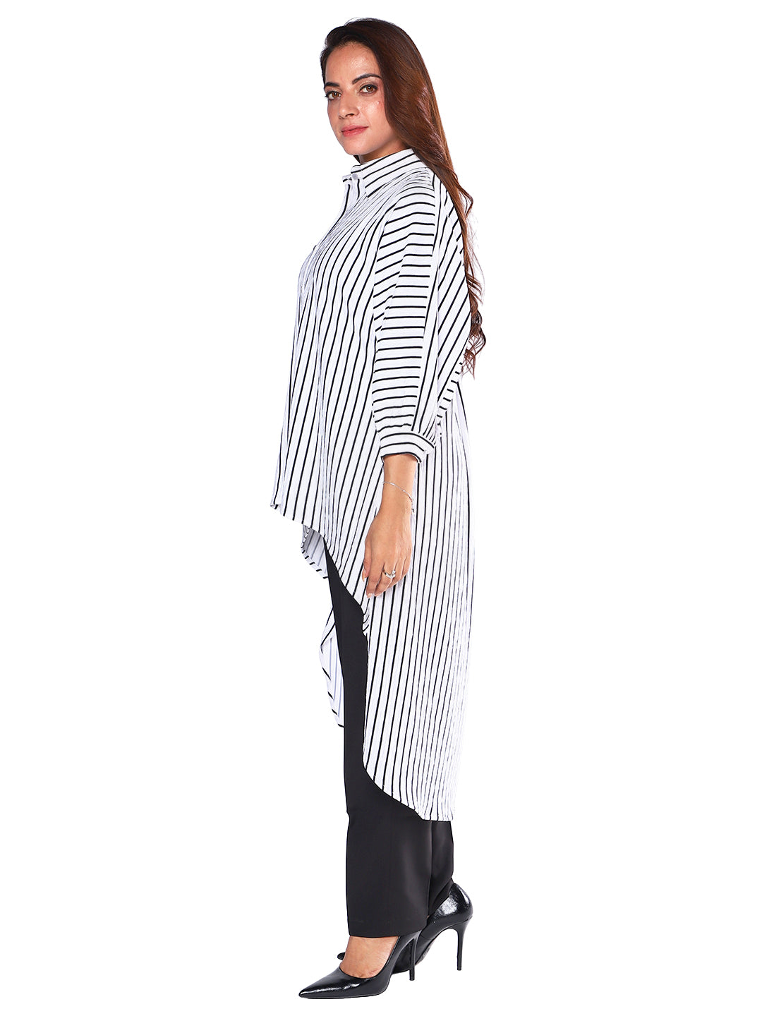 Exude Harper High-Low Stripe Shirt 