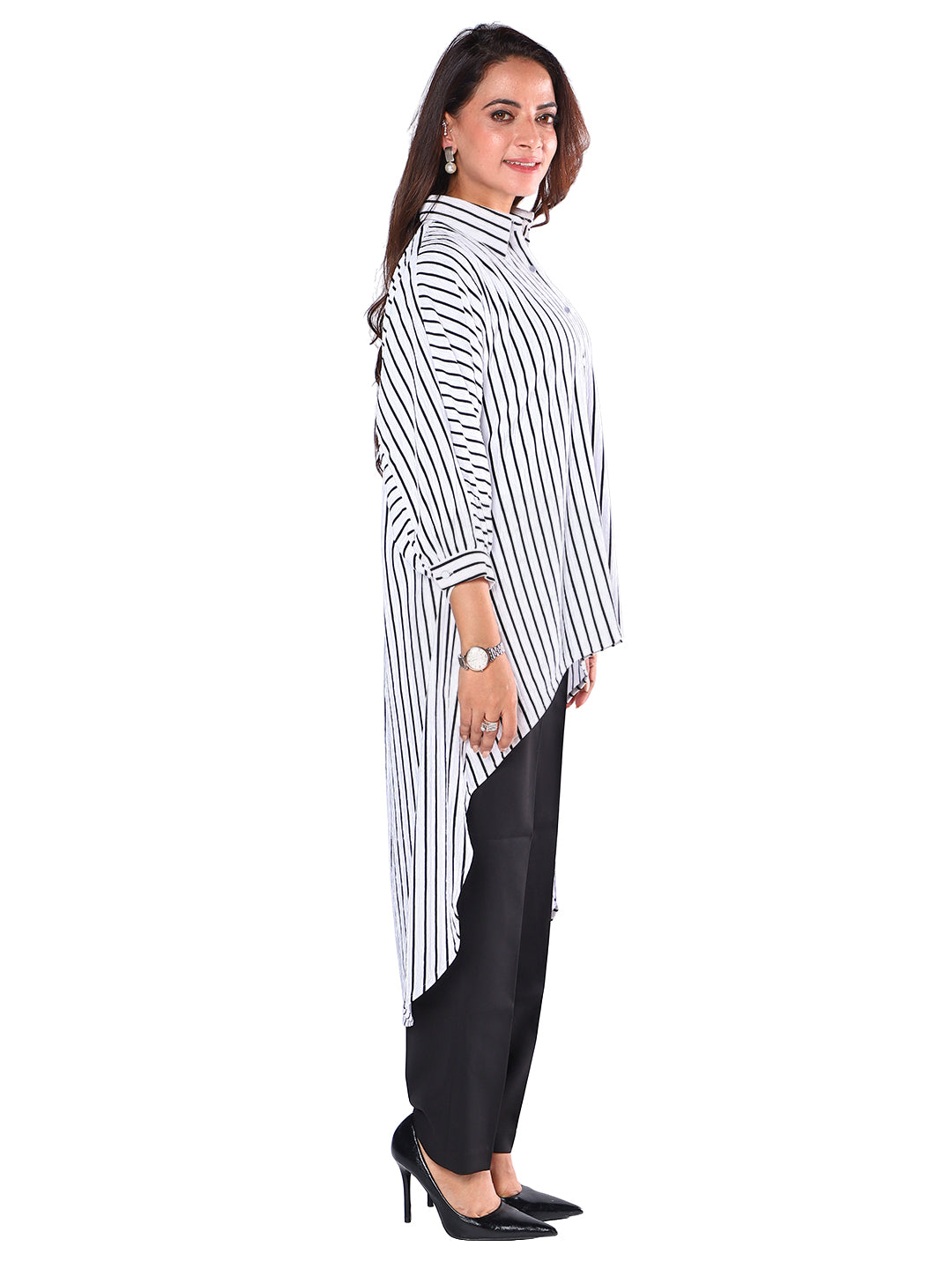 Exude Harper High-Low Stripe Shirt 
