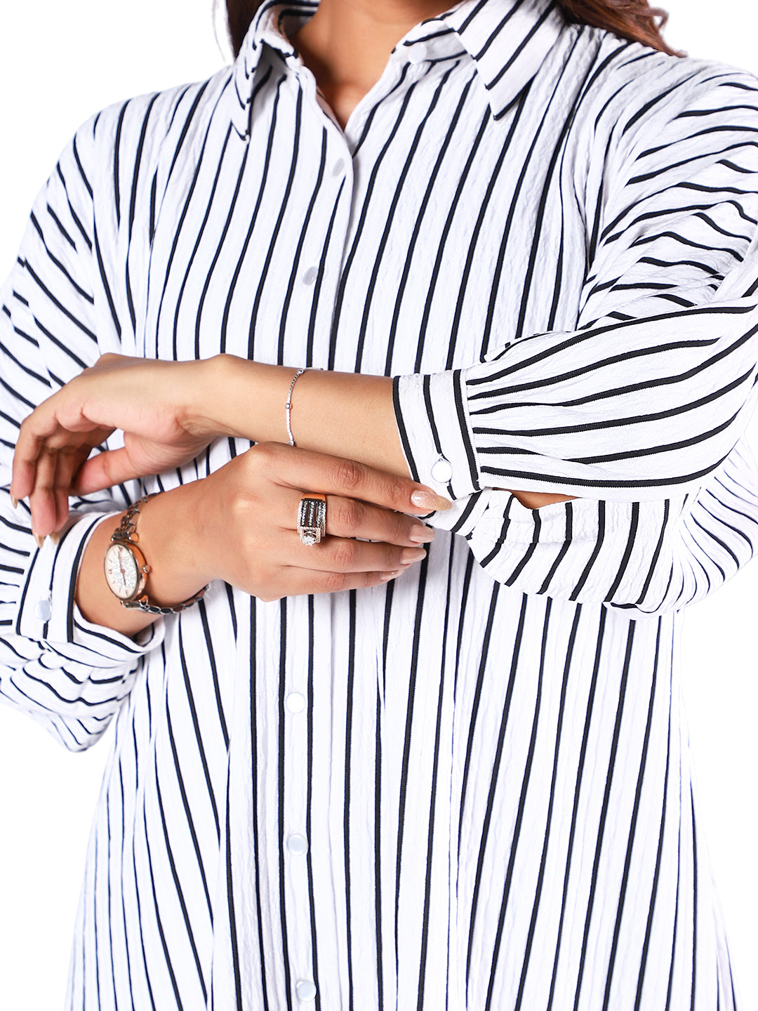 Exude Harper High-Low Stripe Shirt 