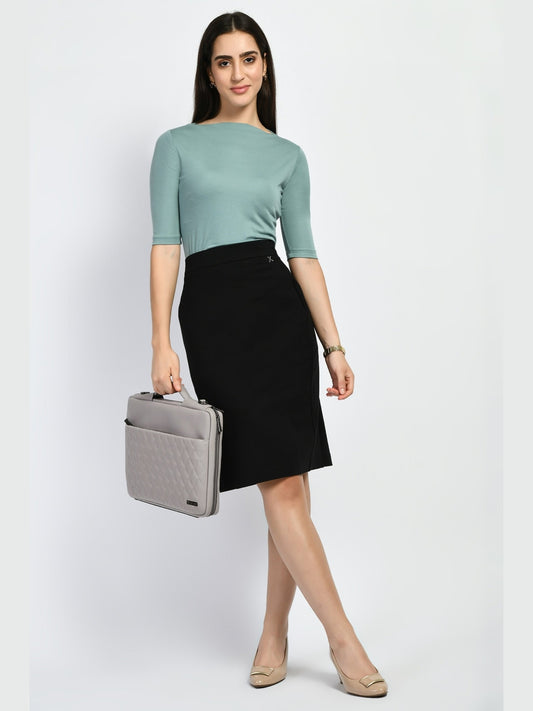 Exude Magic Boat Neck T-shirt Cyan Blue T-Shirts