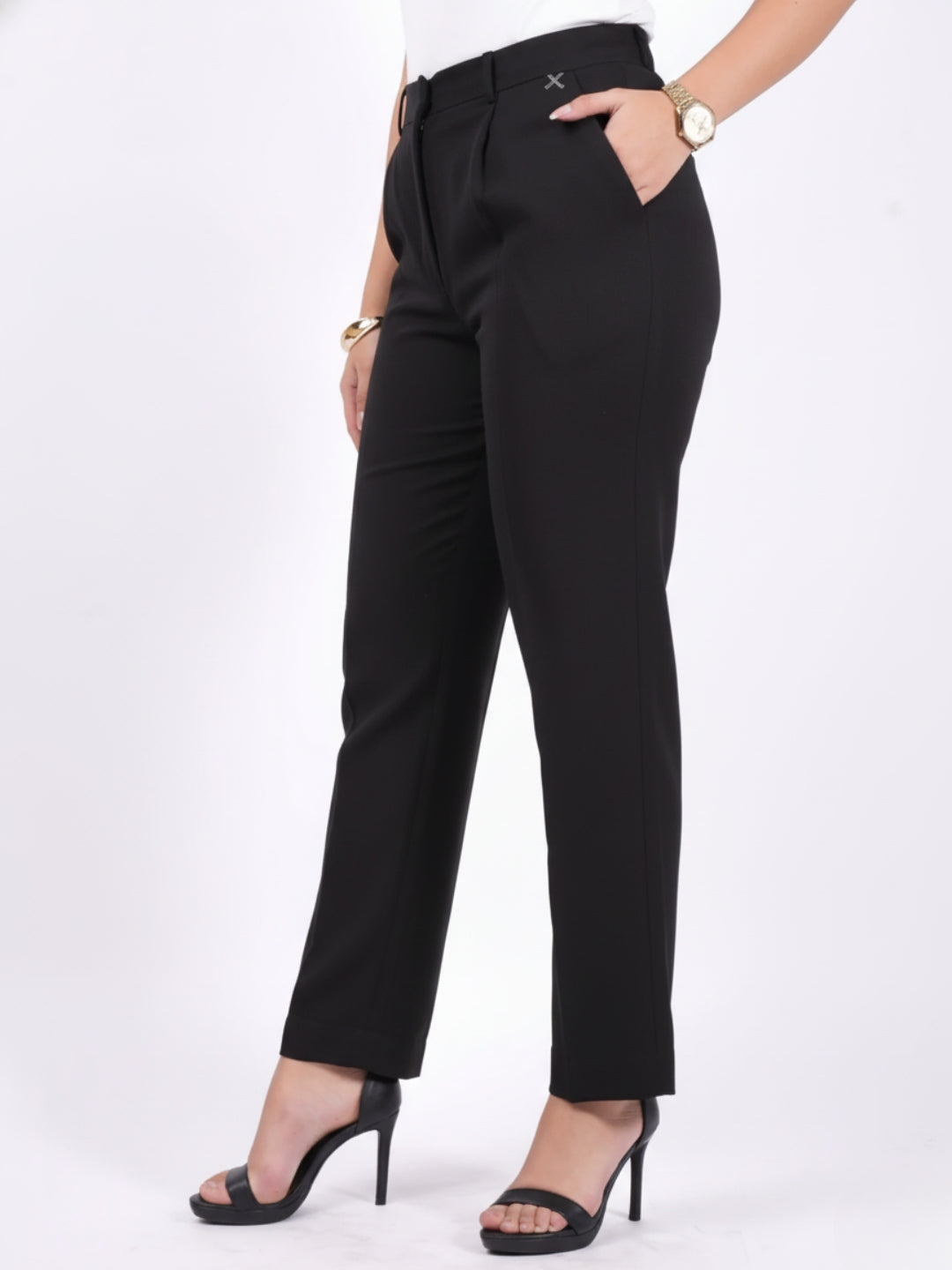 Exude Black Tapered Straight Pants Trousers