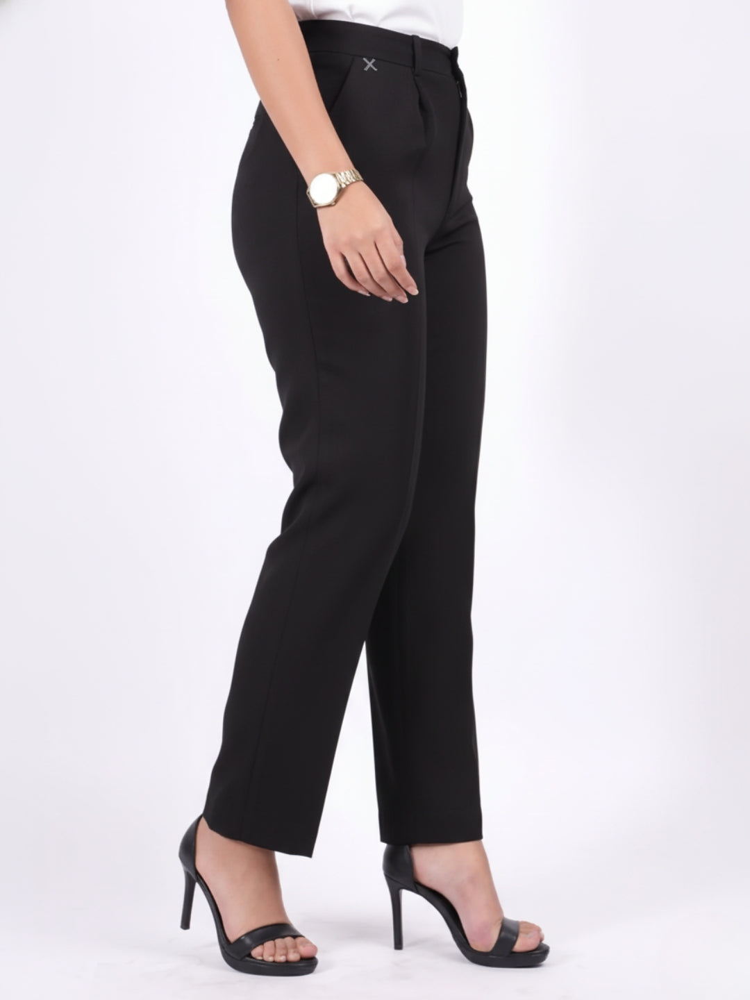 Exude Black Tapered Straight Pants Trousers