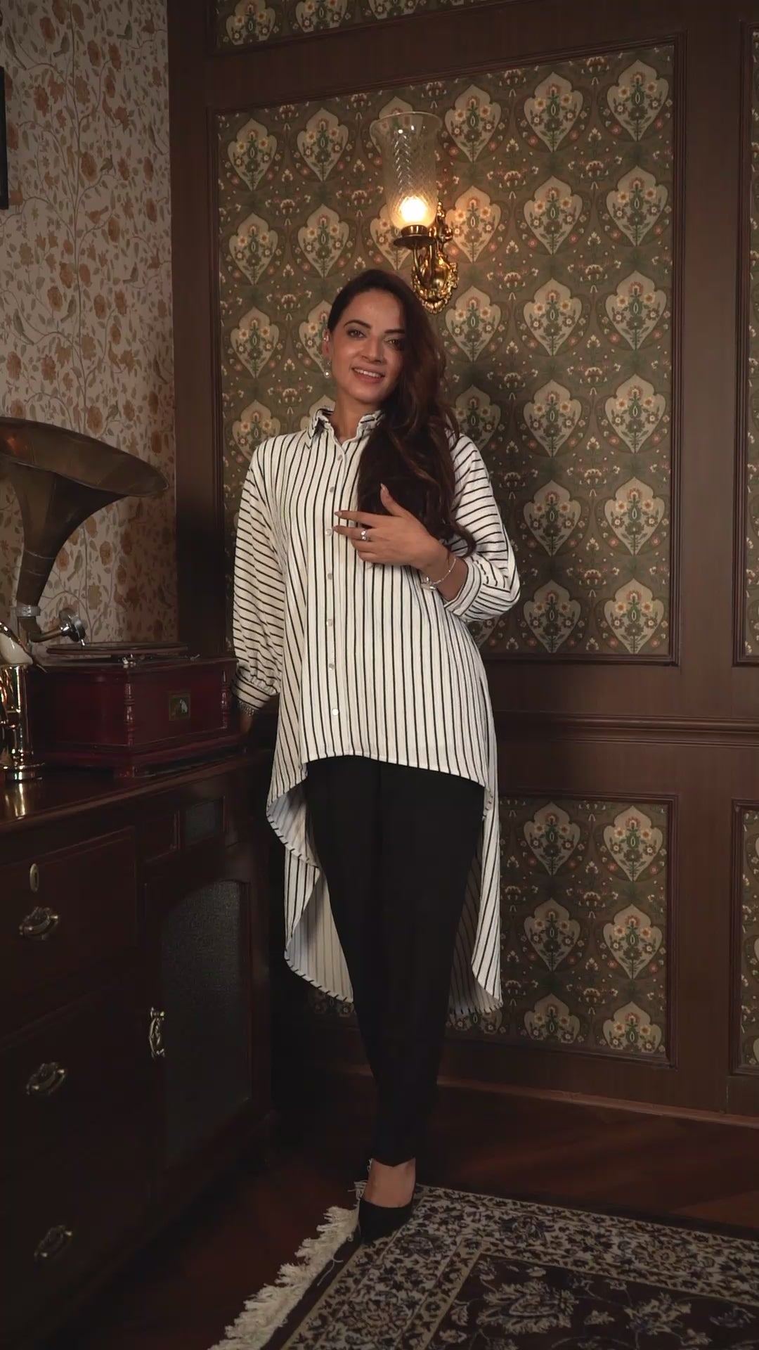 Exude Harper High-Low Stripe Shirt