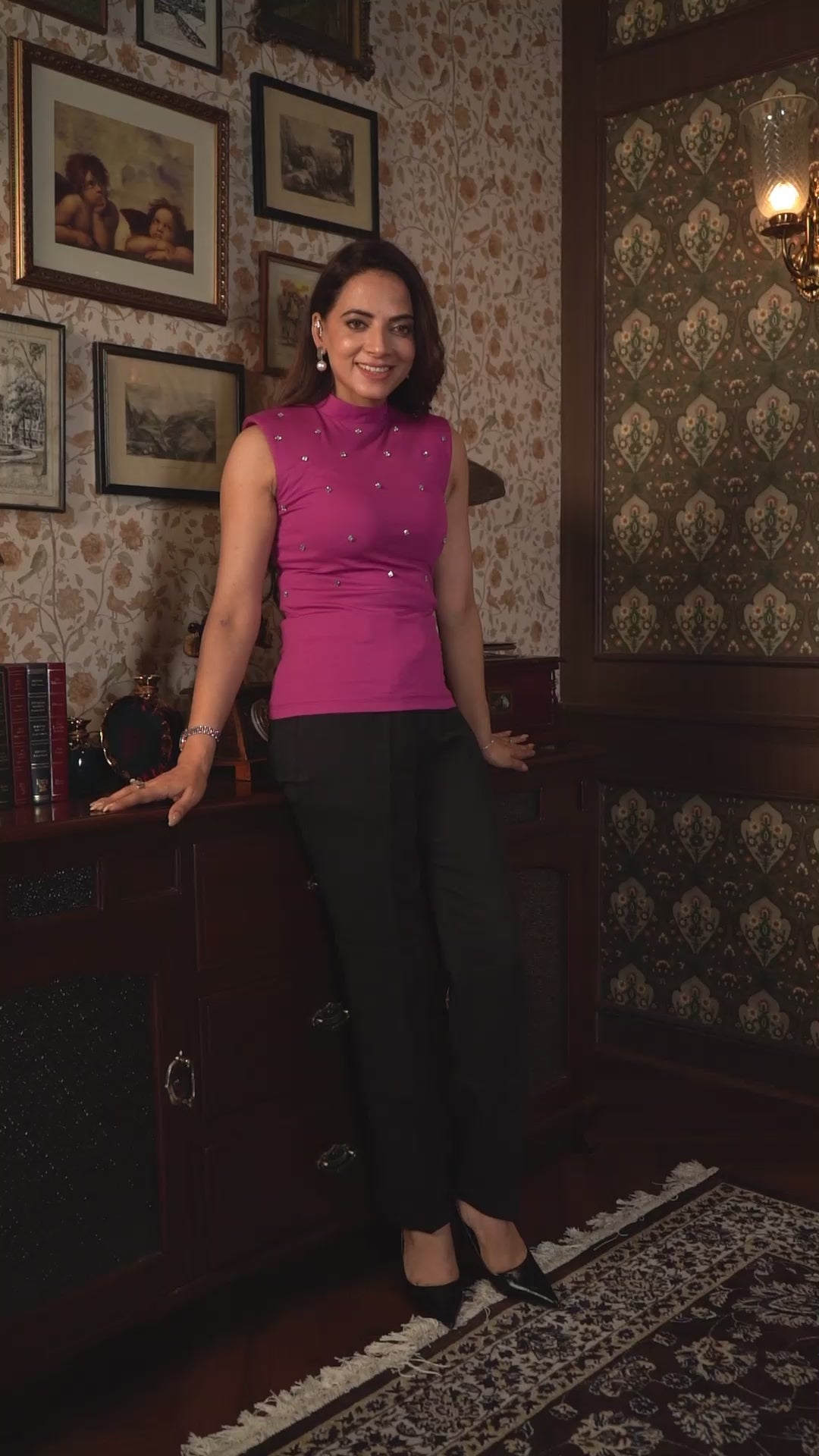 Exude Fuchsia Gem Embellished Top