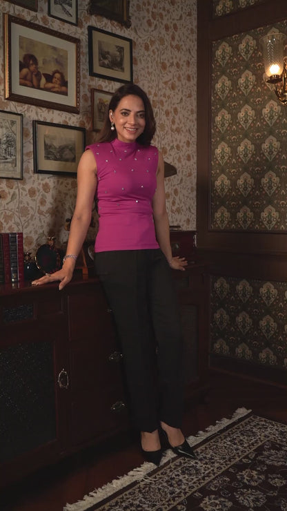 Exude Fuchsia Gem Embellished Top