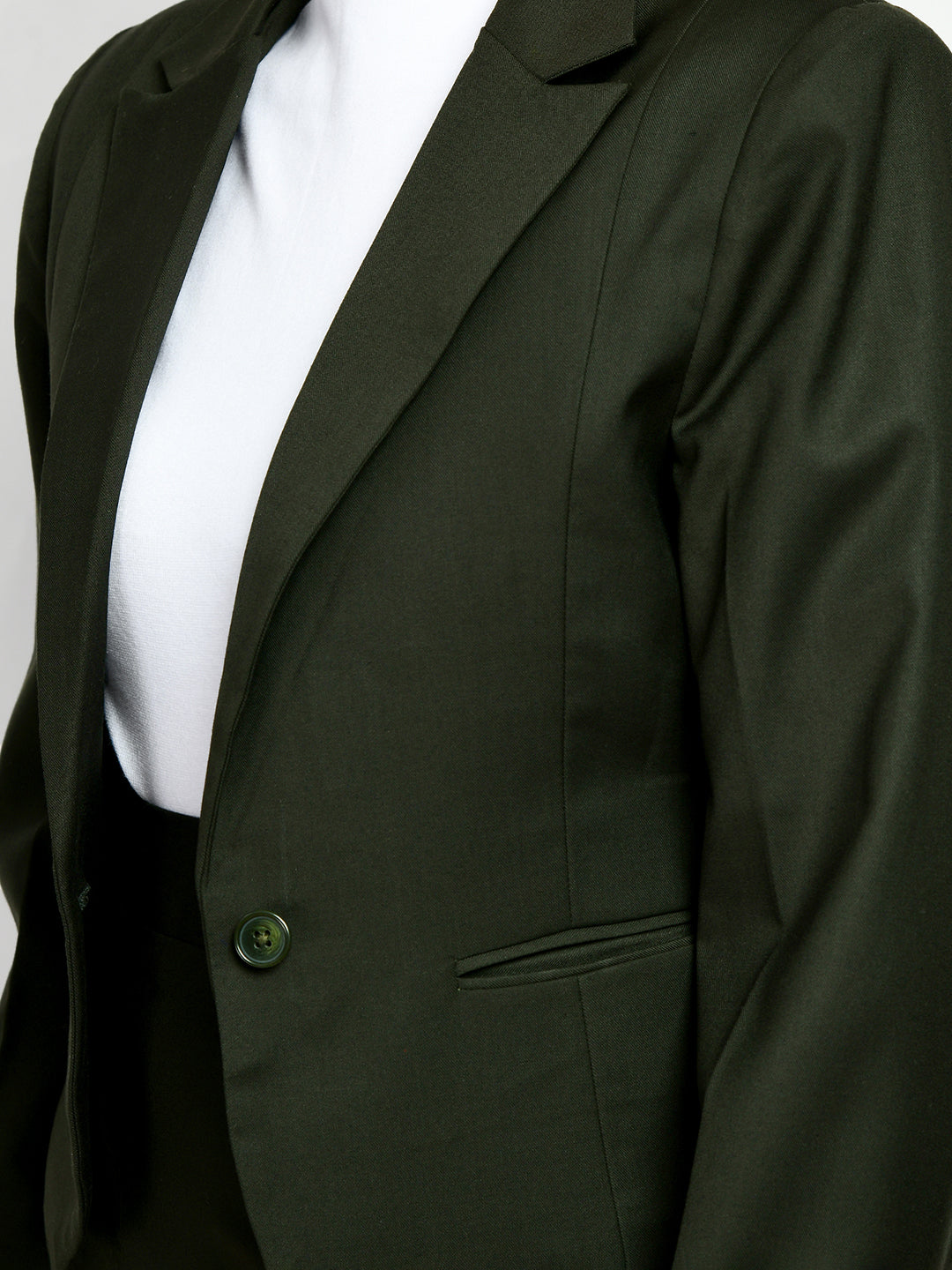 Exude Excellence Single Breasted Short Blazer (Olive)
