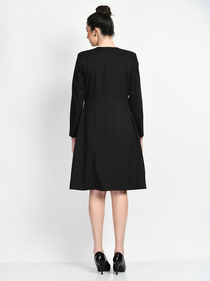 Exude Confidence Striped Long Blazer Black Blazers