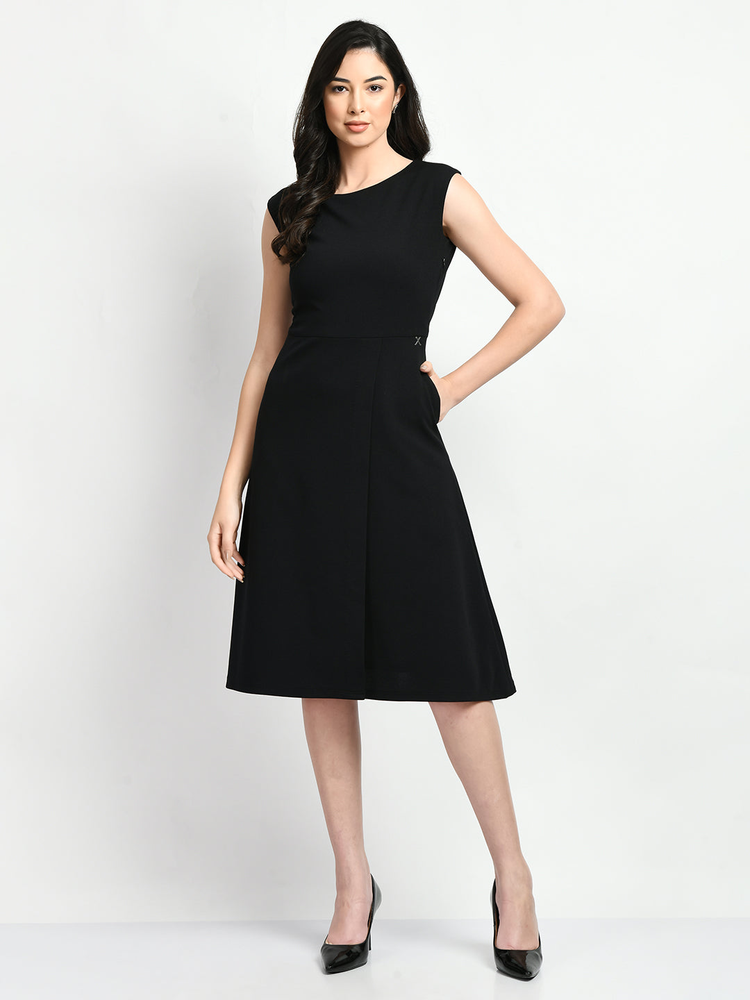 Exude Pride A-line Wrap Dress (Black)