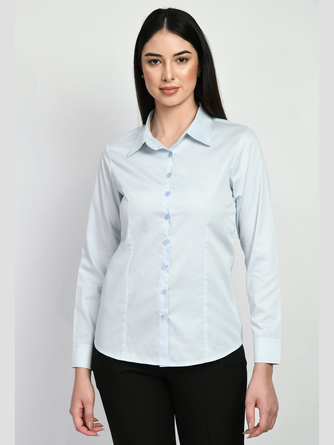 Exude Charisma Long Sleeves Formal Shirt Powder Blue Shirts
