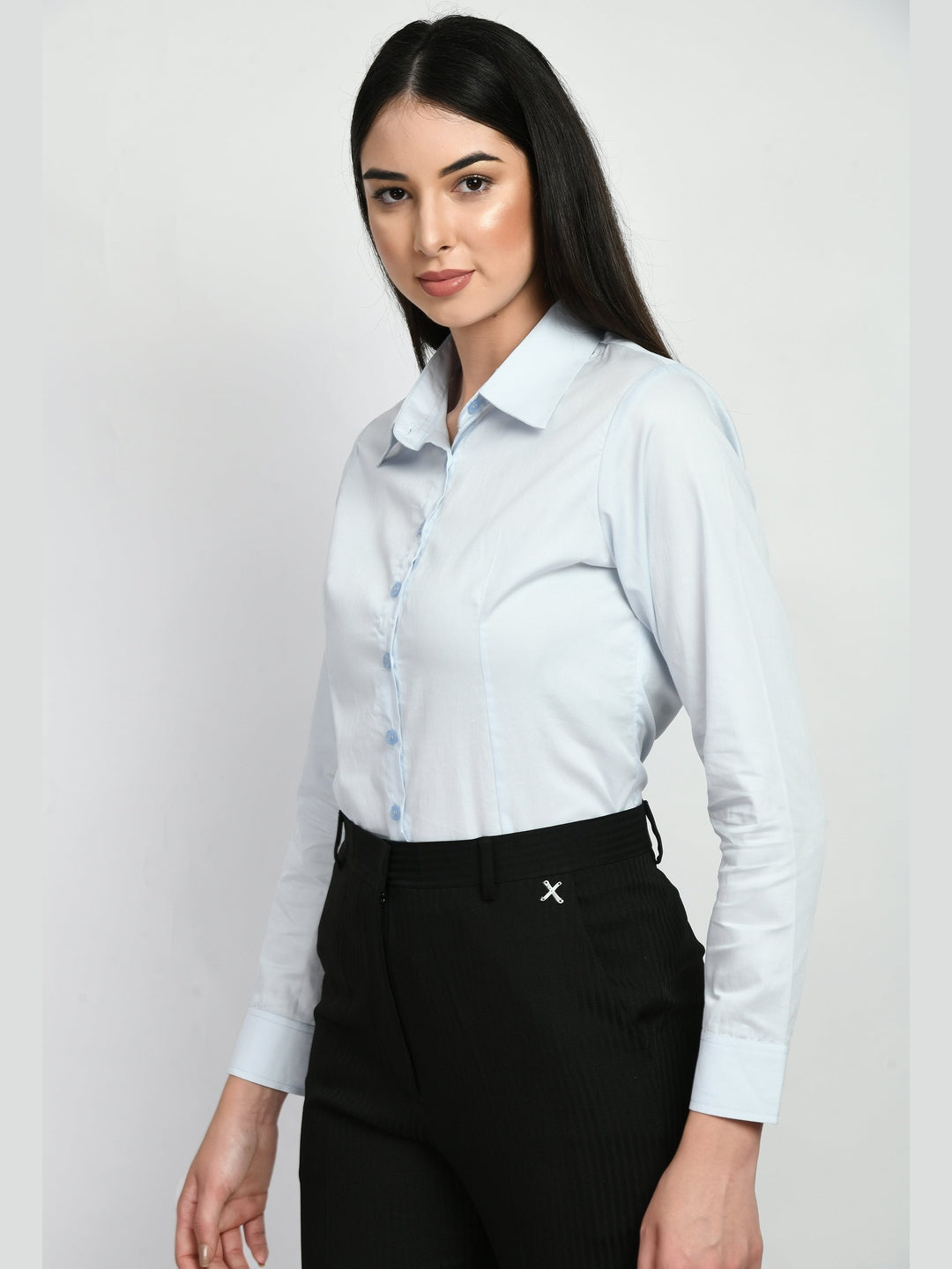 Exude Charisma Long Sleeves Formal Shirt Powder Blue Shirts