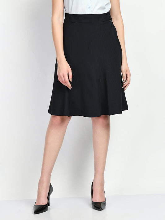 Exude Resilience Striped A-line Skirt Navy Skirt