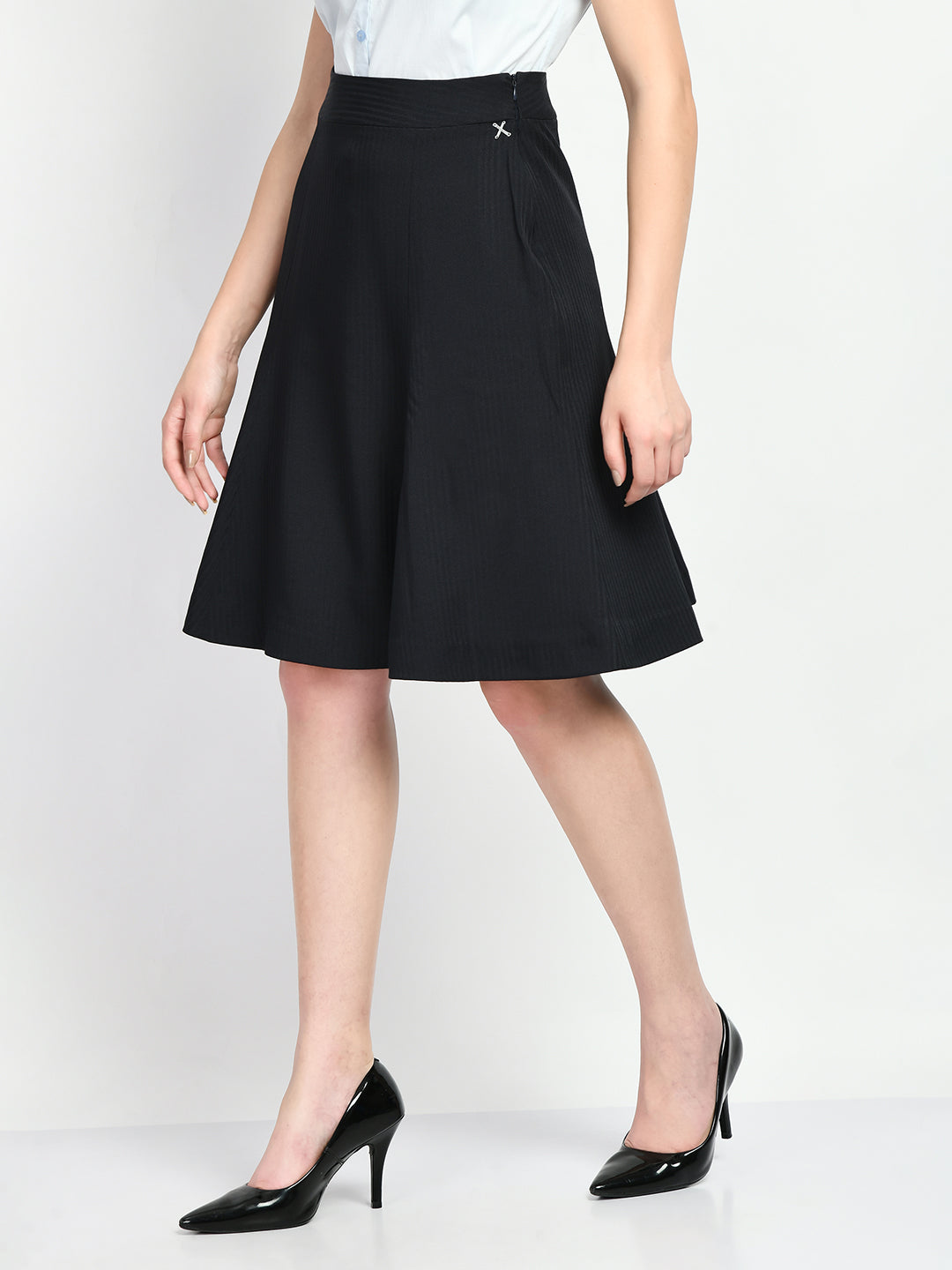 Exude Resilience Striped A-line Skirt Navy Skirt