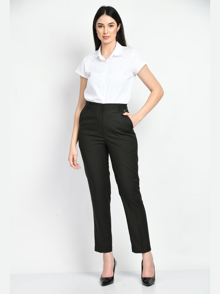 Exude Adroitness Straight Trousers Olive Trouser