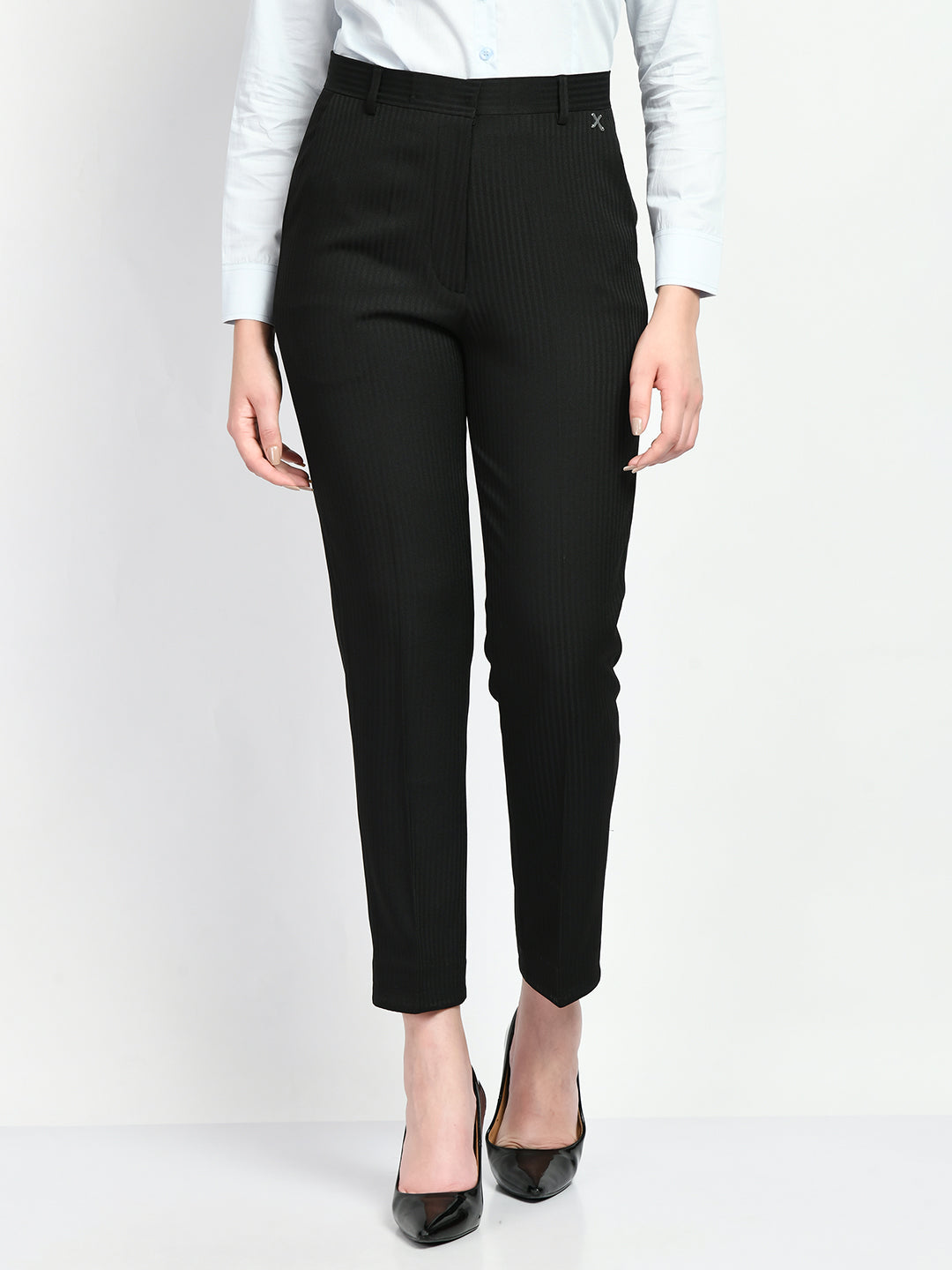 Exude Fire Striped Straight Trousers (Black)