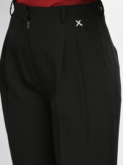 Exude Influence Solid Wide Leg Trousers (Black)